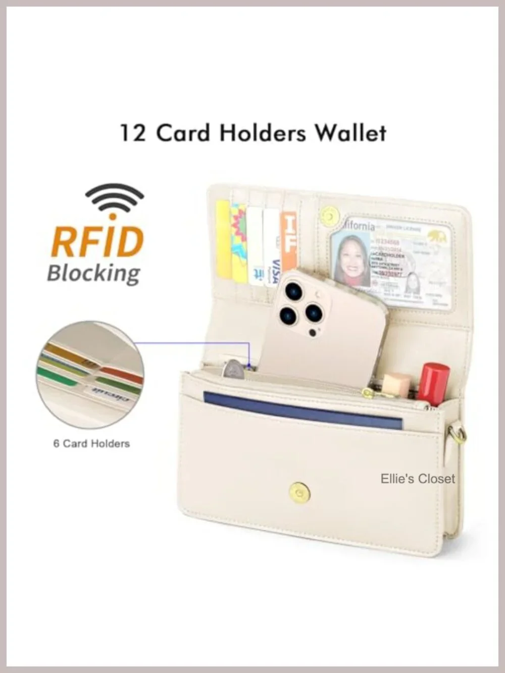 Crossbody Phone Purse Wristlet Clutch Faux Leather RFID Blocking Wallet